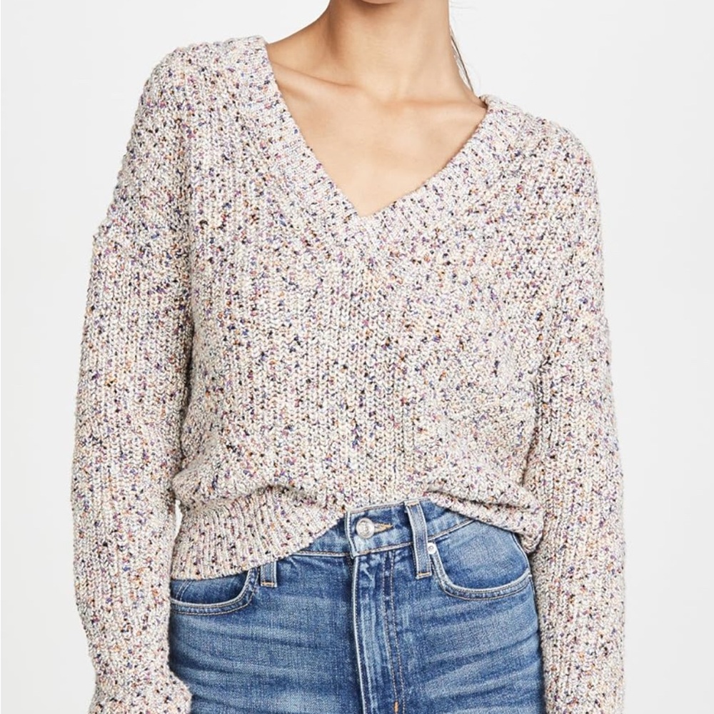 V-Neck Sweater with Chunky Knit and Relaxed Fit